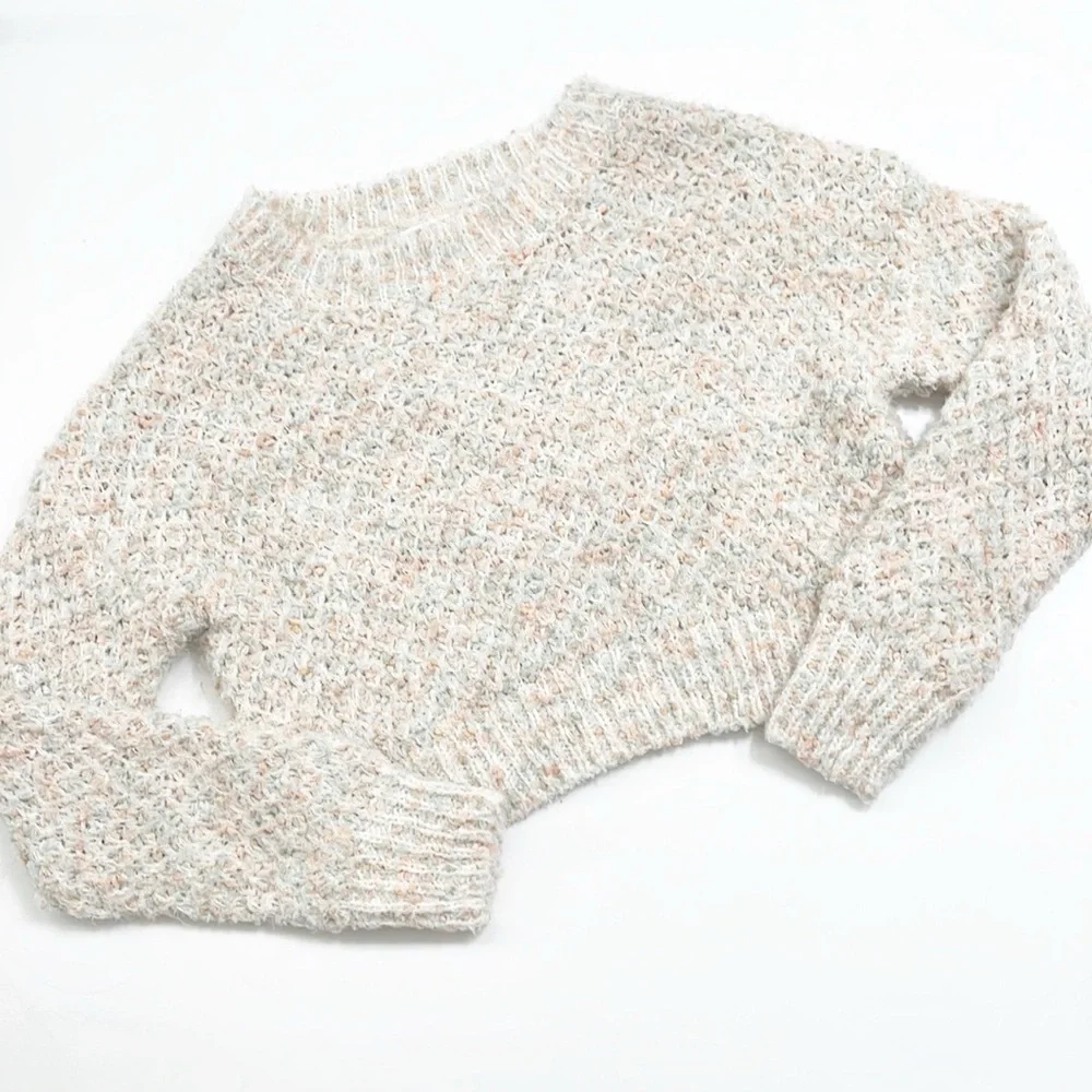 Made With Love by FCT cream multicolored cropped knit sweater